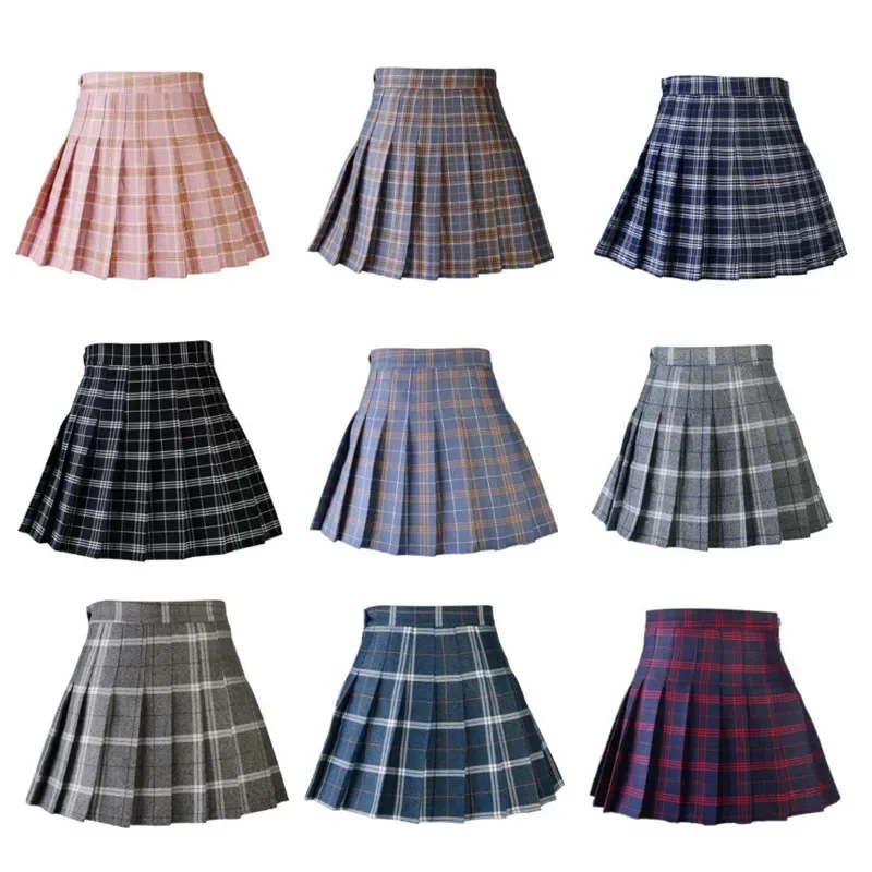 Harajuku Preppy Style Plaid Skirts Japanese School Uniforms Ladies Mini Cute Jupe Kawaii Saia Faldas Women Pleat