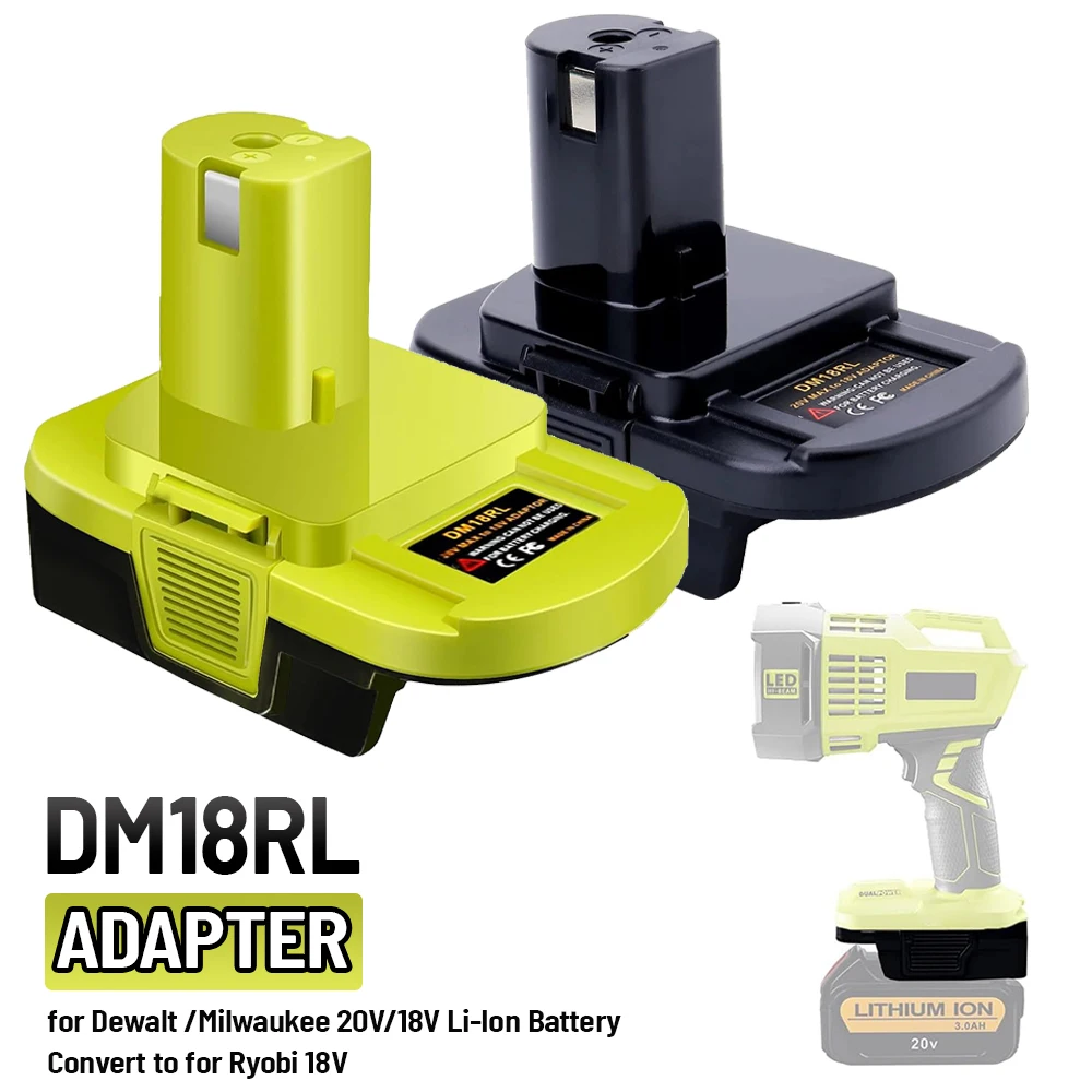 

DM18RL Battery Adapter for Dewalt for Milwaukee 20V/18V Li-Ion Battery Convert to for Ryobi 18V P108 Battery Tool Drill