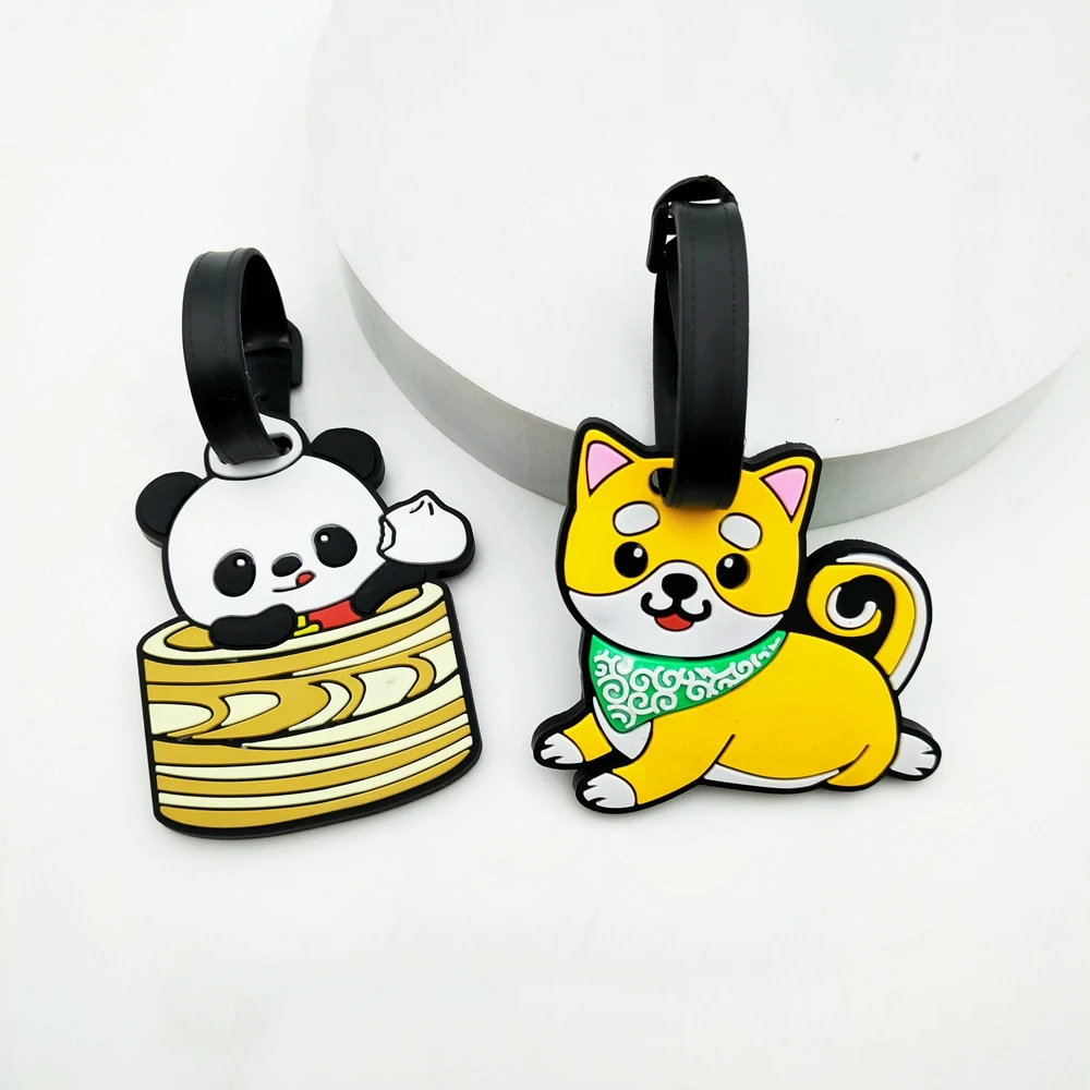 2pcs cute animals, pandas, kittens, luggage tags, hanging tags, airport anti loss ID tags, essential items for travel and busine