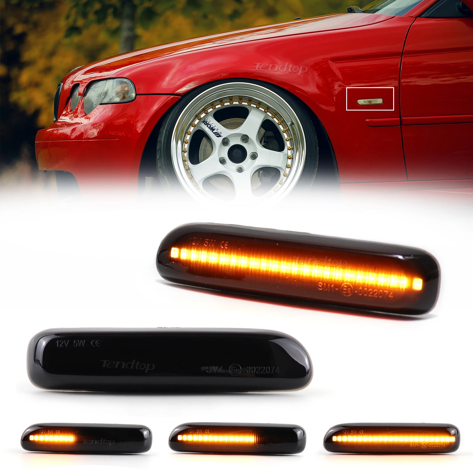 For BMW E46 3 Series Limo Coupe Compact Cabriolet Touring Dynamic Side Marker Turn Signal Lights Indicator Amber Repeater Lamp