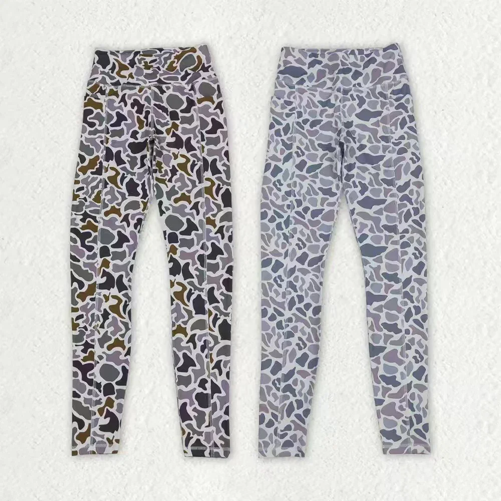 

z1121-08 P0897 Wholesale Summer Boutique clothes Adult female yoga camouflage beige pants Wholesale Summer kids clothes girl