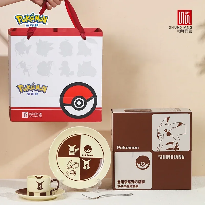 shunxiang-pokemon-tasses-a-cafe-et-soucoupes-en-ceramique-ensemble-dessin-anime-pikachu-tasse-de-the-de-l'apres-midi-damier-assiette-a-dessert-vaisselle-cadeau