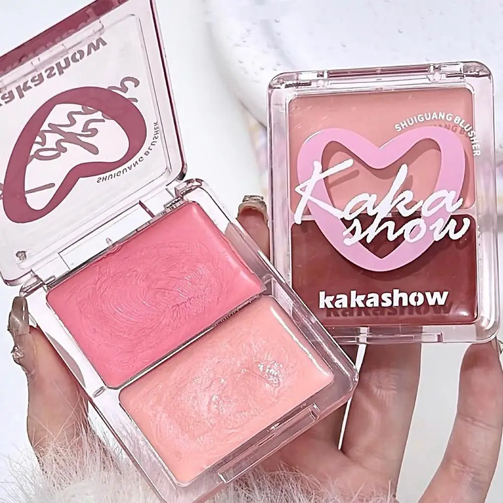 Lumière d'eau Blush crème Double pinyin mettre en évidence visage joue teinte éclaircir imperméable visage contour Orange Blush Palette maquillage