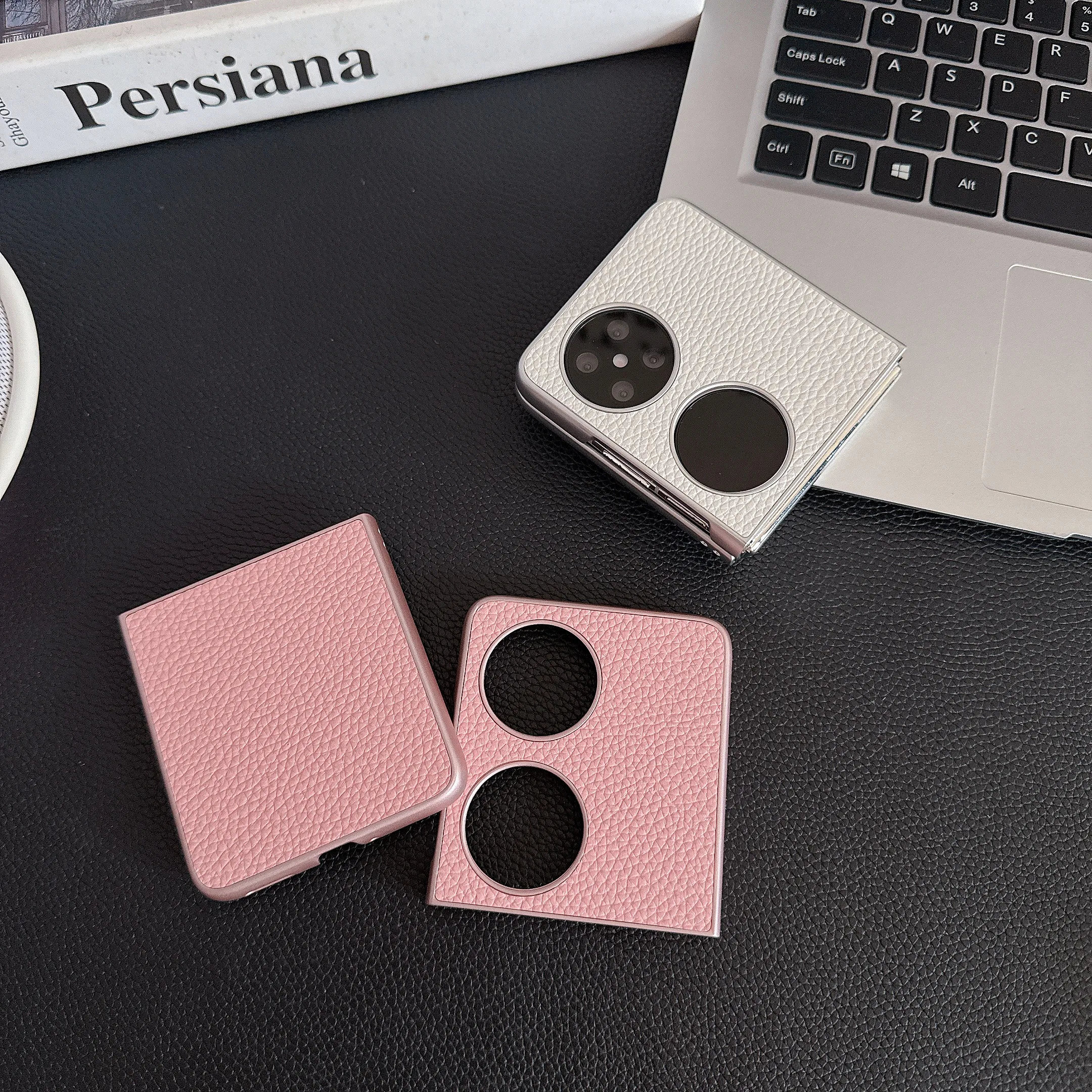 

Fashion Korean Style Minimalist PC Leather Phone Case For Huawei Para X Nova Flip Pocket2 P50 Pocket S Shockproof Protect Cover