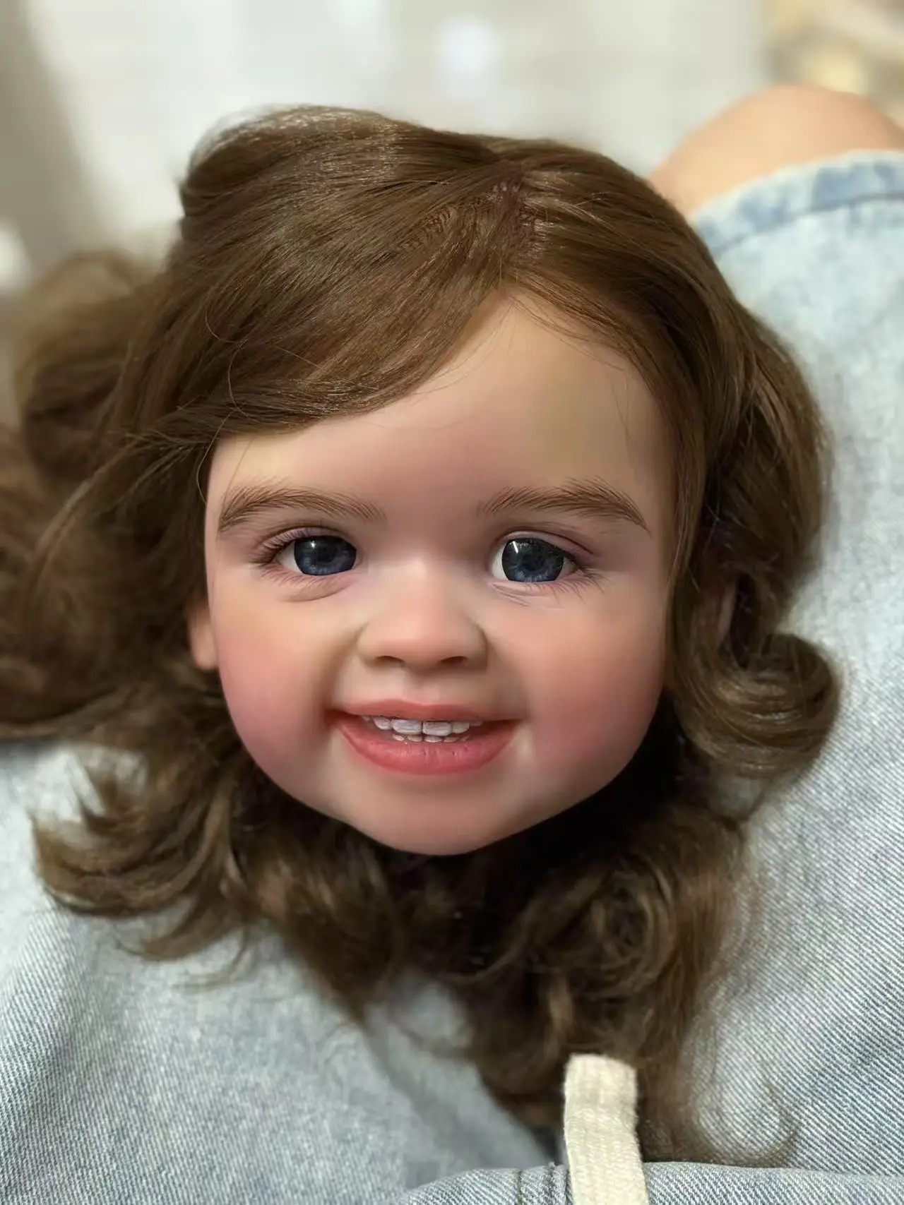 

DLS Customized Limited Supply 32''Reborn Baby Doll Shanti With Hand-Rooted Hair Painted Hair DIY Part With Connectors