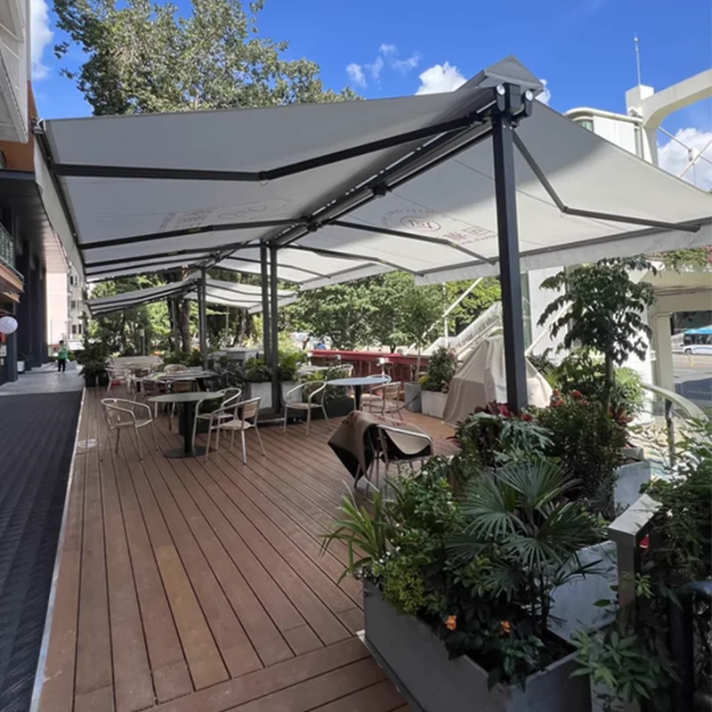 

Large Outdoor Retractable Caravan 270 Awning Tent Outdoor Windows Canopy Full Cassette Motorized Patio Double Open Awning