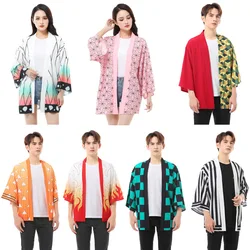 Women/Men Summer Casual Cool Streetwear Demon Slayer Kimetsu no Yaiba Print Japanese Anime Kimono Haori Yukata Cosplay