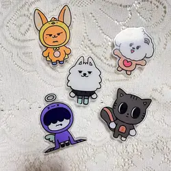 KPOP Soobin Yeonjun Cartoon Figure Acrylic Phone Holder Stand Beomgyu Fox Cat Goat Extension Ring Finger Grip Accessories Gifts