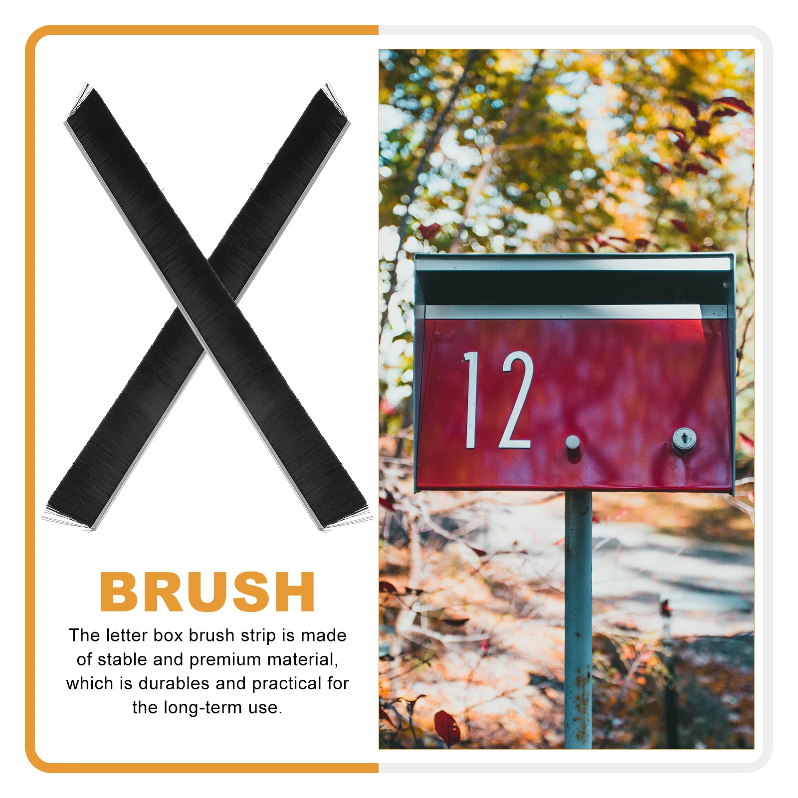 

2 Pcs Mailbox Cover Sealing Brush Bristle Lined Lid Anti-static Brushed Door Nylon Attachment for