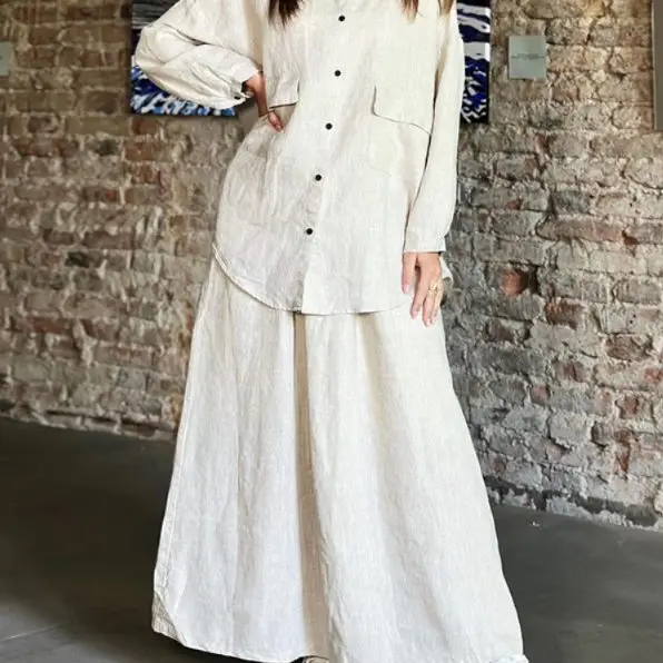 

5XL Large Size Women's Casual Shirt And Skirt Set Fashionable plus Size Outfit Polyester Material Universal Fit