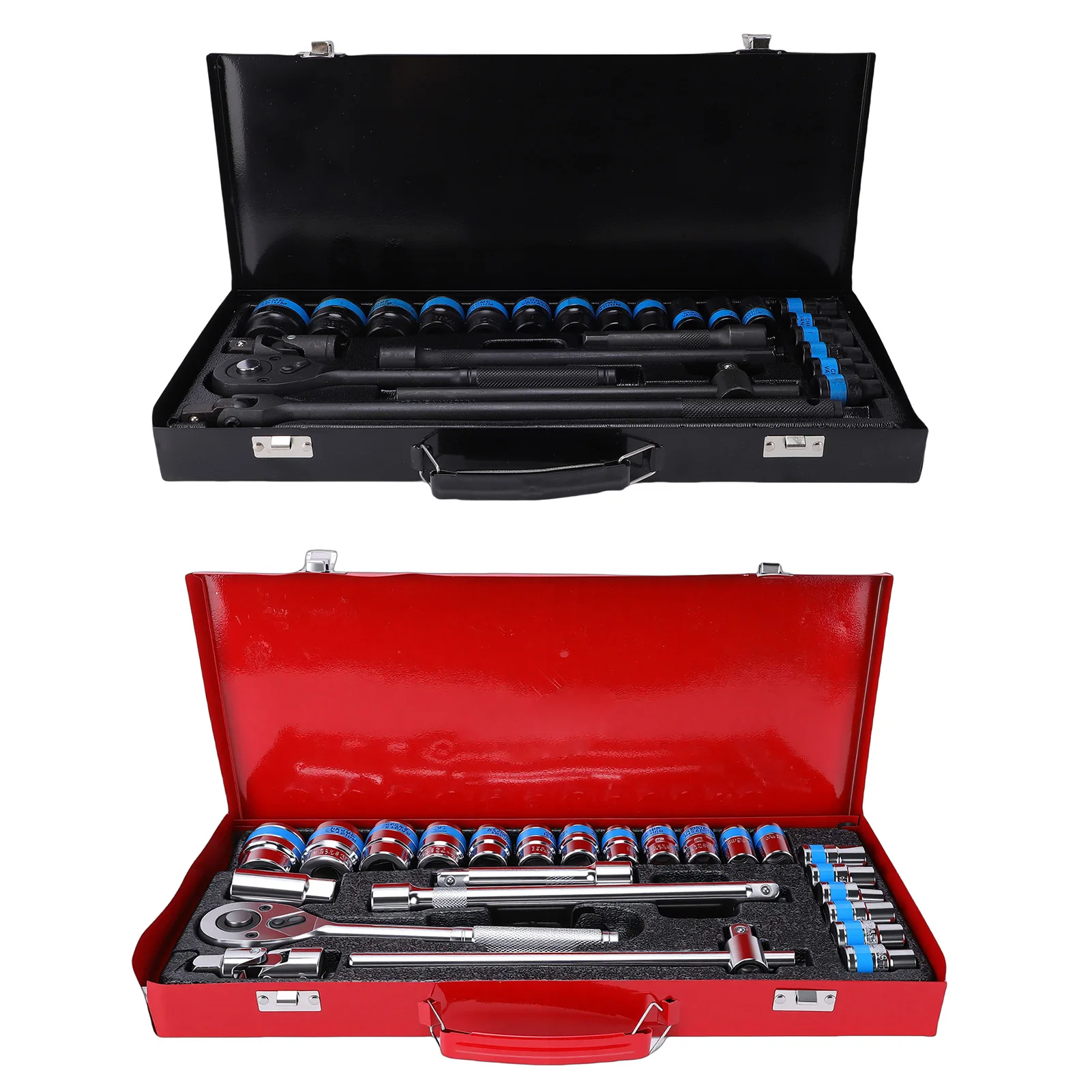 Socket Breaker Bar Kit Socket Wrench Set 1/2 Inch Drive Pass Through Ratchet Socket and Breaker Bar Kit Machinery Car Repair