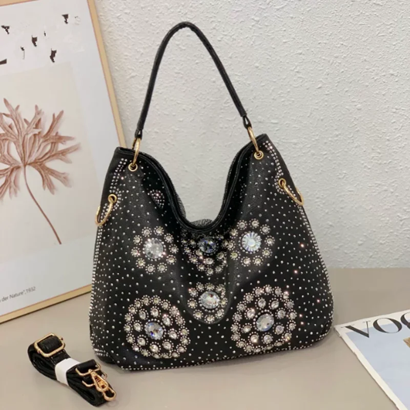 

New style fashionable sunflower-shaped luxury diamond crossbody shoulder bag with large capacity featuring Shopping bag