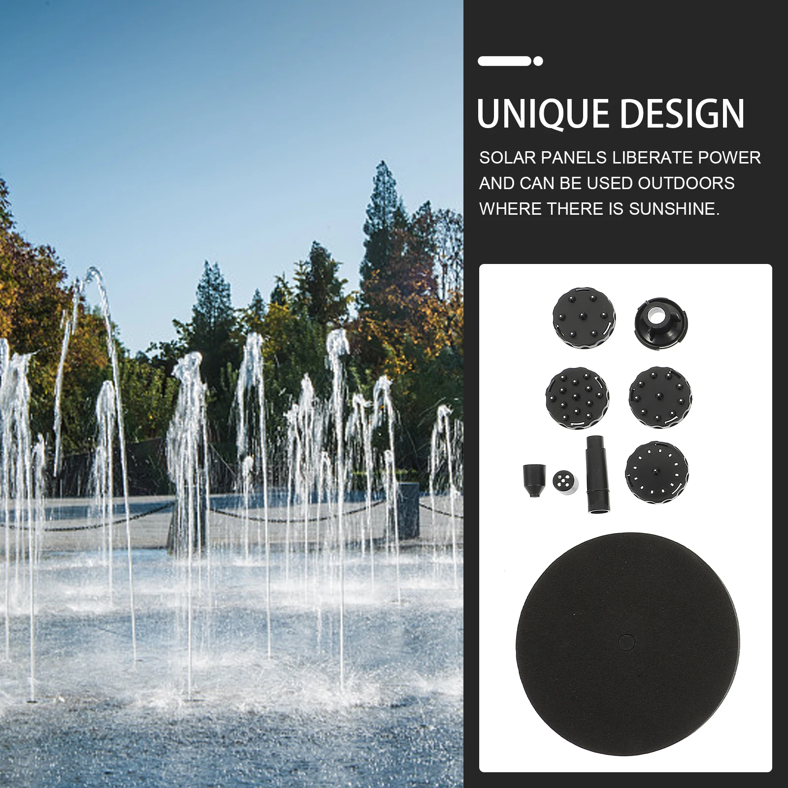 

Solar Powered Garden Fountain Pump Durable 304 Stainless Steel Plastic Material for Pond Decoration Outdoor Use in Parks
