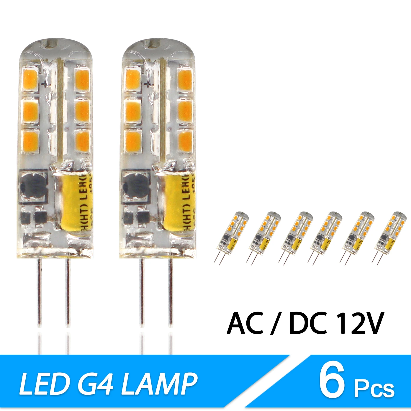 6PCS Mini G4 LED Lamp 4W LED Bulb AC DC 12V Candle Lights Replace 30W 40W SMD light Silicone Lamp 360 Degree Angle LED Lighting