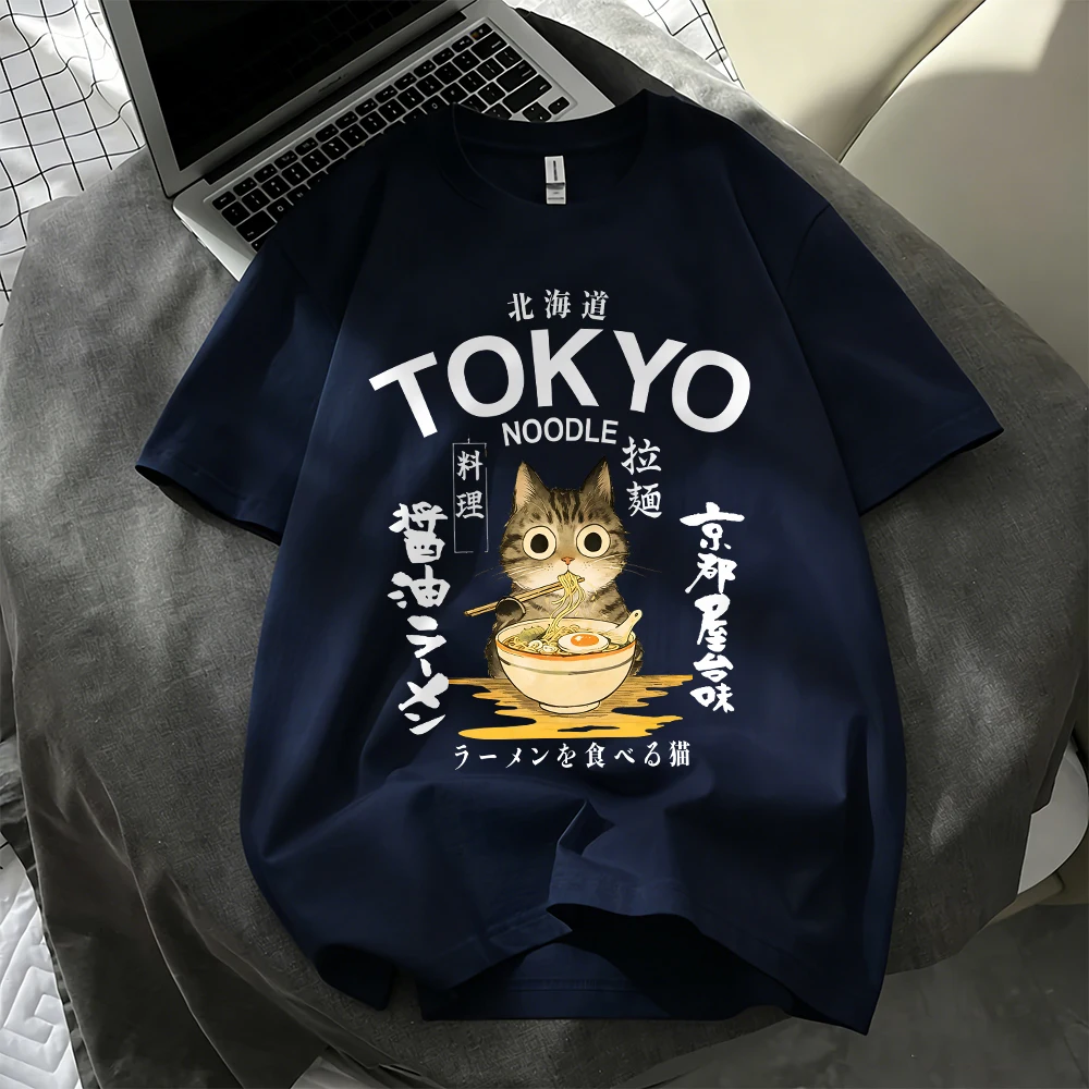 Noodles Cuisine In Tokyo Prints T-Shirts Baumwolle Damen Sommer Oversize-Tops Weiche Kurzarm-T-Shirts Lässige O-Ausschnitt-Kleidung