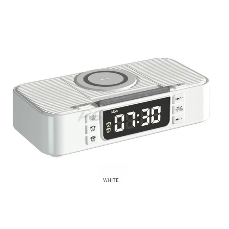 Wireless Charging Bluetooth Speaker Atmosphere Night Light Electric Dual Speaker Loud Alarm Clock