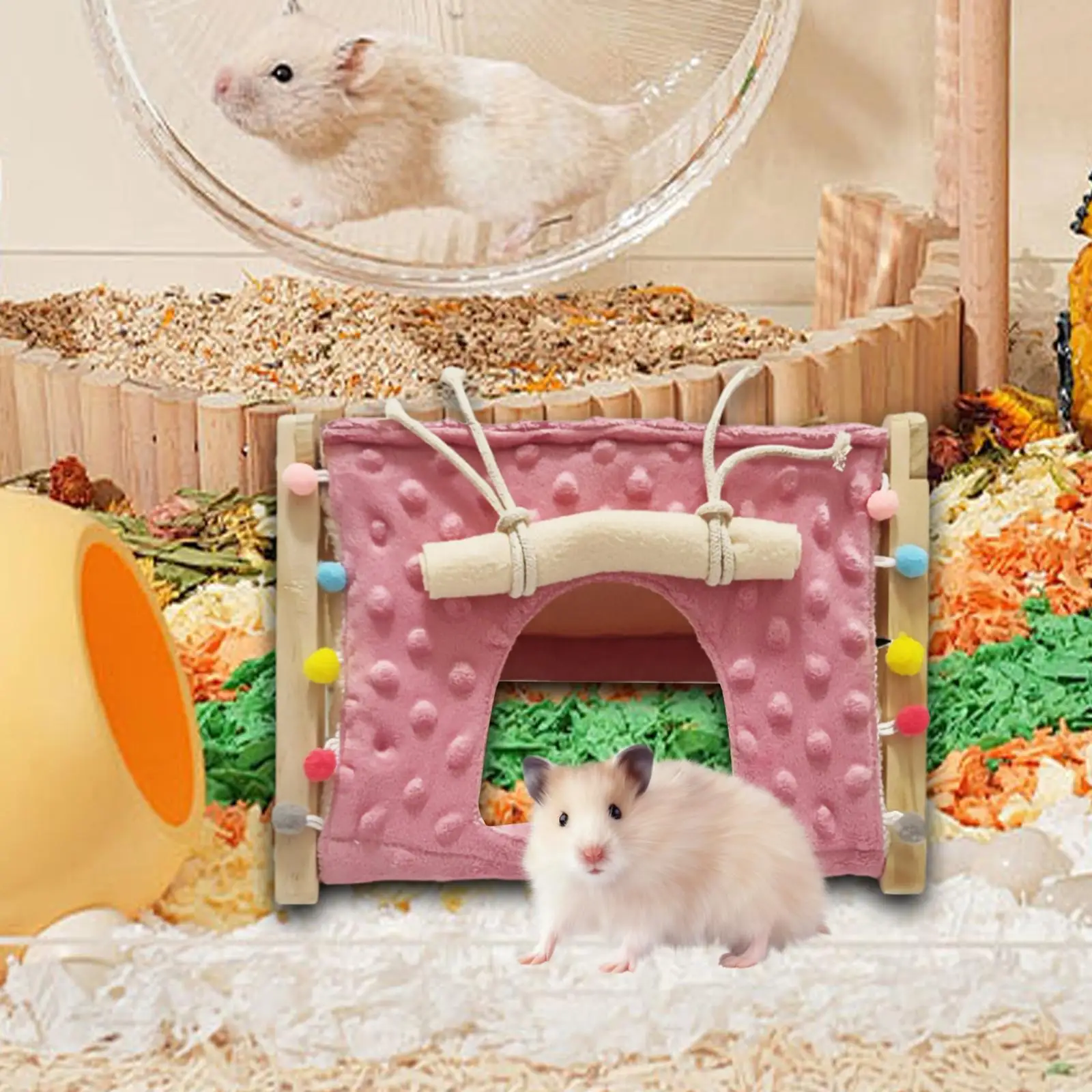 Hamster Hideout Triangular Shelter Bedding Hamster House Ferret Toys Bunny Hideout for Rat Hedgehogs Squirrel Chinchilla Playing