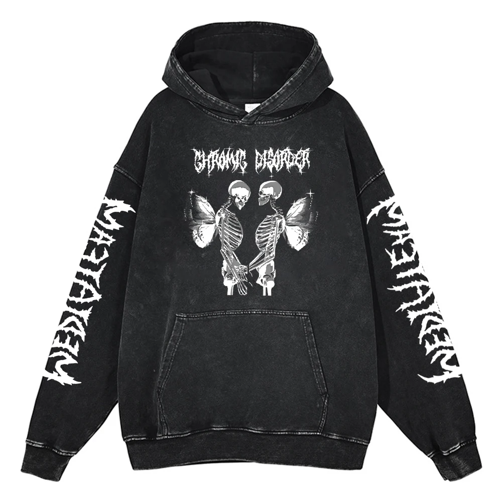 

New Y2K Hoodies Men Gothic Skull Print Sweatshirt Teen Harajuku Casual Vintage Cotton Long Sleeve Hip Hop Streetwear Pullovers