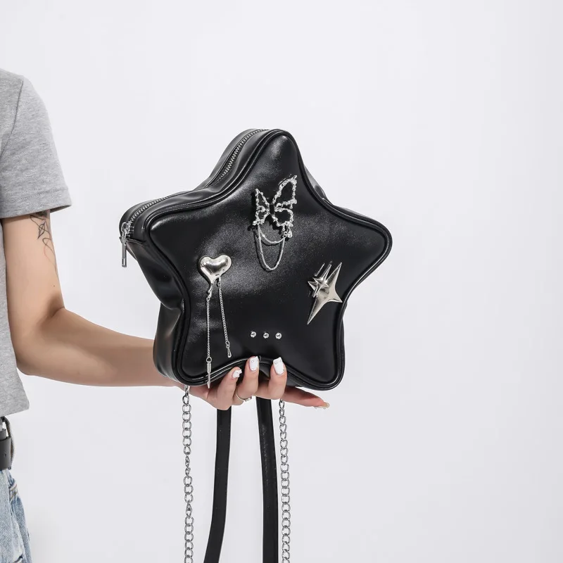 

JIAERDI Star Mini Backpack Women Japanese Gothic Lolita Leather Casual Black Backpacks Female Harajuku Y2k Mochilas Aesthetic