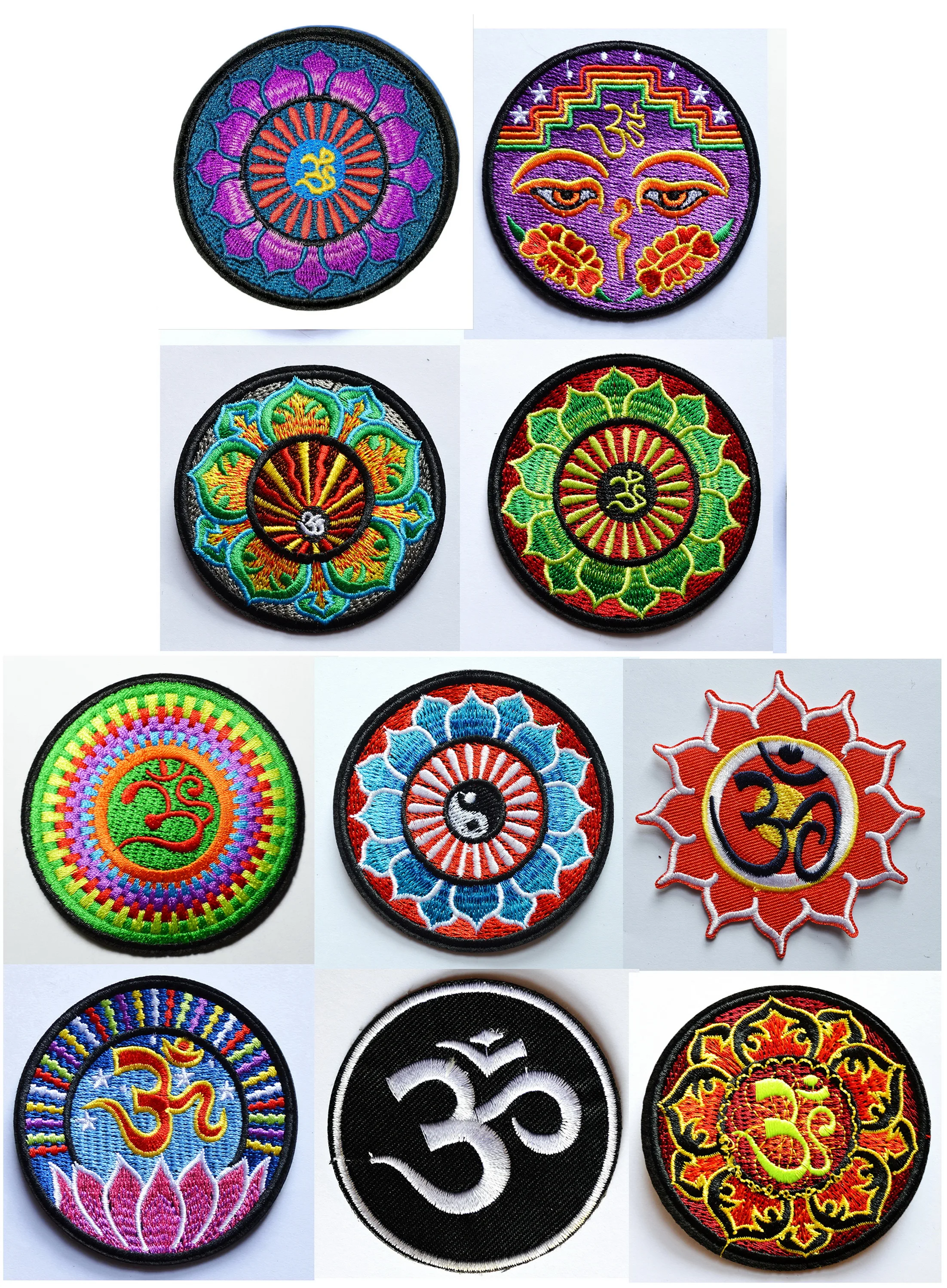 YOGA Aum om infinity hindu indian LOTUS retro hippie Iron On patch (≈  7.7 cm)