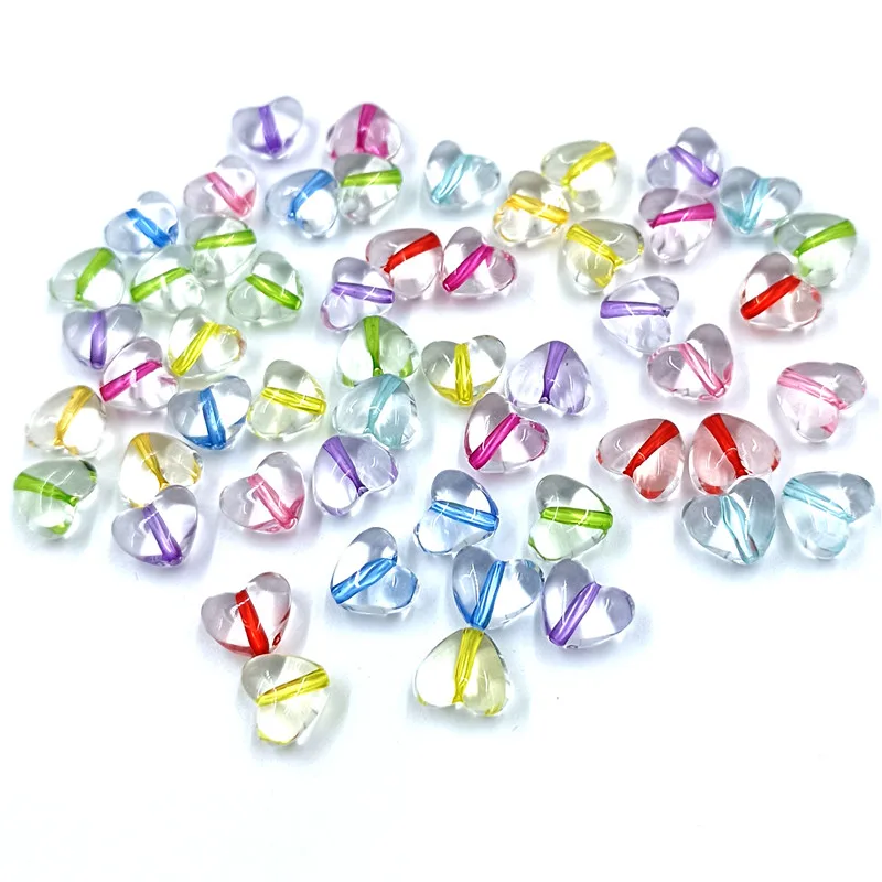 20pcs/lot 9*11mm Love Heart Acrylic Bead Transparent Loose Spacer Beading DIY Bracelet Accessories For Jewelry Making