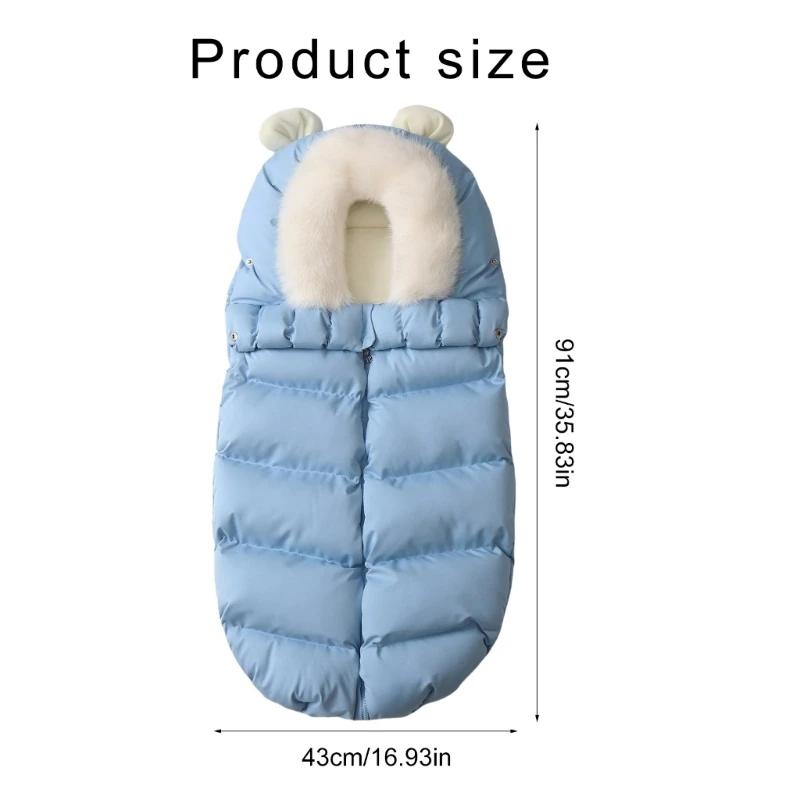 2024 Winter Toddler Footmuff for Strollers with Warm Hoodie Feature Detachable Soft Plush Collar Baby Sleeping Bag