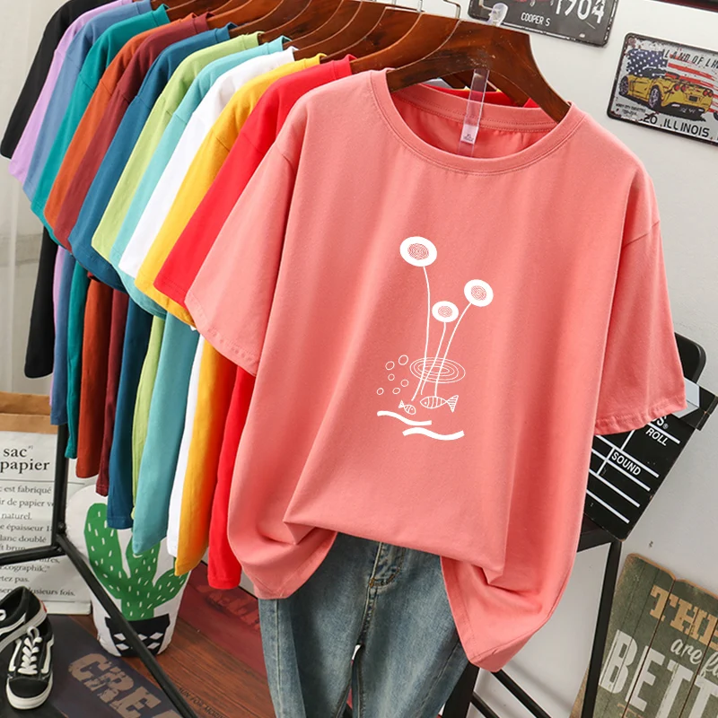 

Casual Loose Short Sleeve T-Shirt plus Size Women's Fashion Big Code New Style Shoulder Width Regular Polyester Fiber T-Shirt