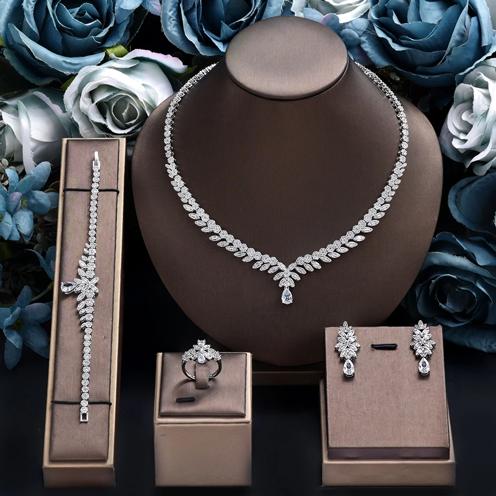 

4 шт., женские свадебные ювелирные наборы