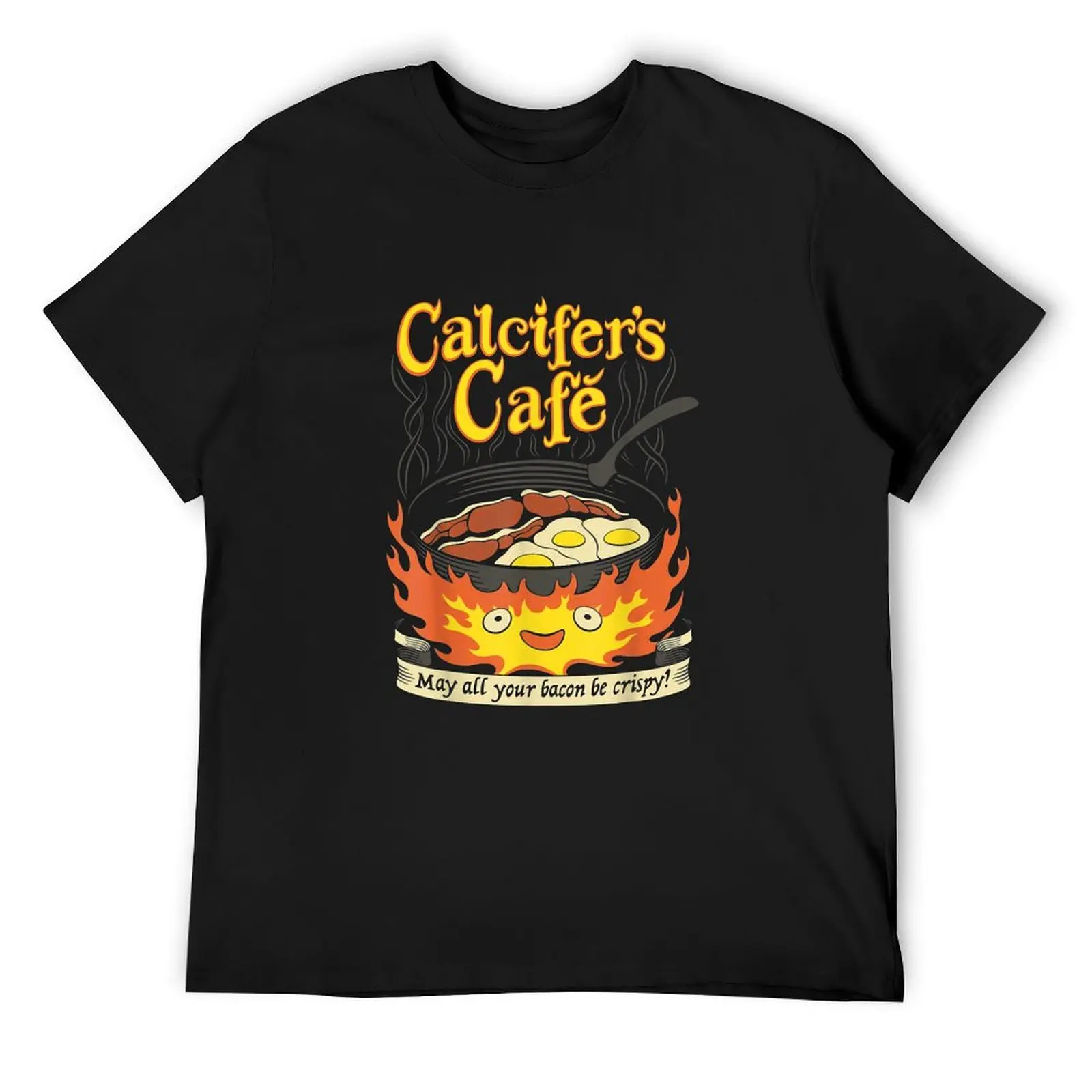 Calcifer's Cafe May All Your Bacon & Eggs Be Crispy Cooking T-Shirt plus sizes T-shirts man men graphic t shirts