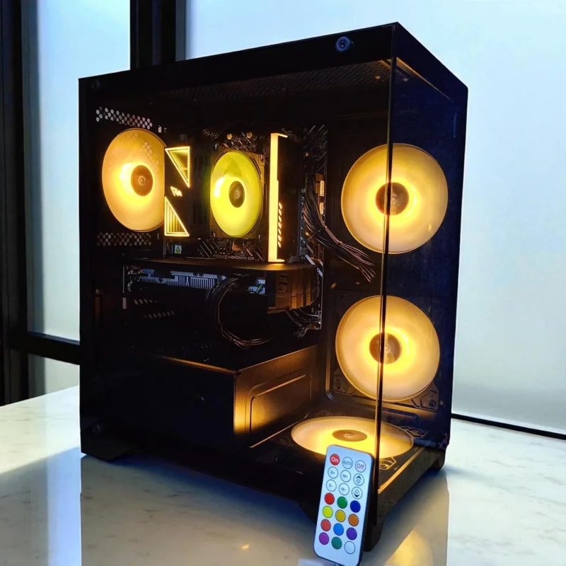 Gaming PC i5  Discrete Graphics Card 16GB RAM High Speed Storage Windows 11 Pro RGB Lighting Remote (Black, Nvidia Ge Force Rtx