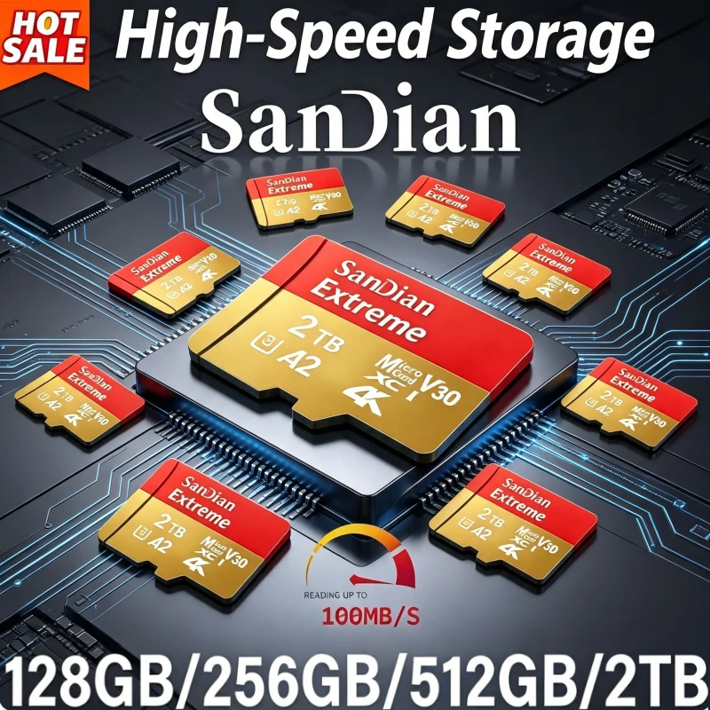 FOR SANDIAN Original Micro SD Card 128GB/256GB/512GB/1TB, U3 V30 A2 Class10 UHS-1, 4K Ready, Fast for Phone & Action Cam.