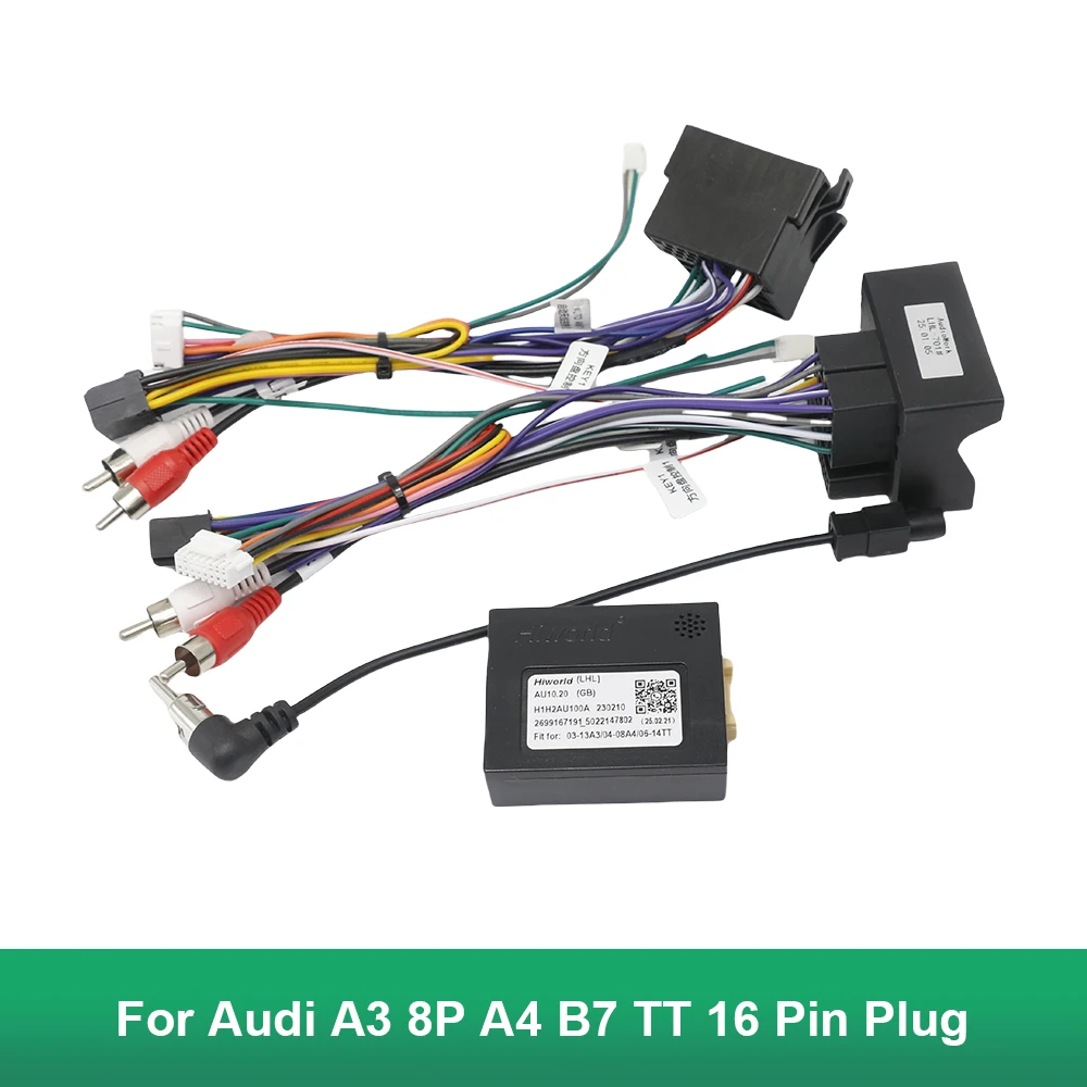 16 Pin Plug for Audi A3 8P A4 B7 TT CAN Bus Decoder Quadlock Harness Adapter Quad Lock Connector RCA Car Android Wiring Cable