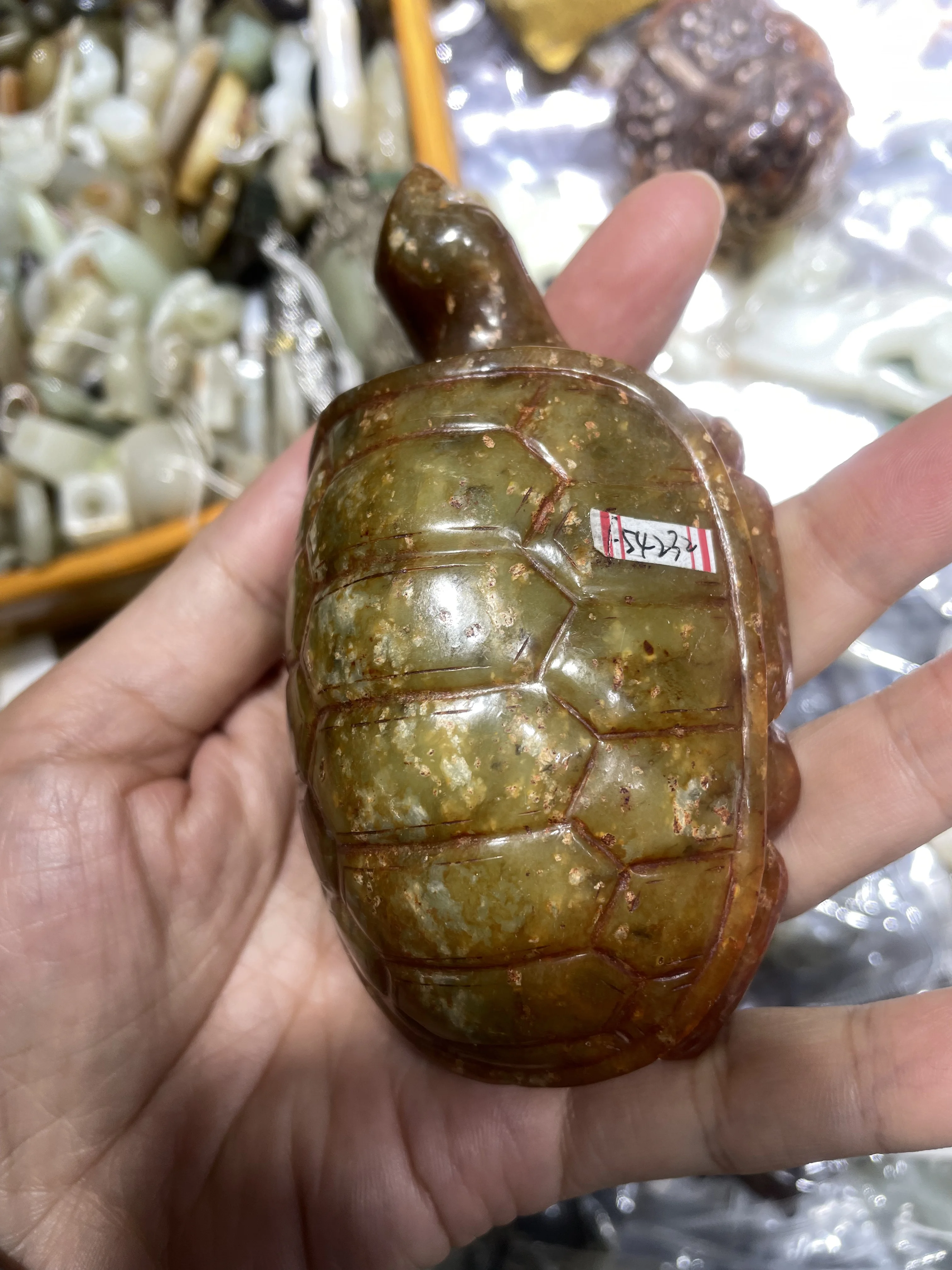 

Большой сокровище, китайский винтажный Хэтянь, старый нефрит, огромная черепаха, фэншуй для дисплея, статуя тотема, резьба, амулет, Таймстаун