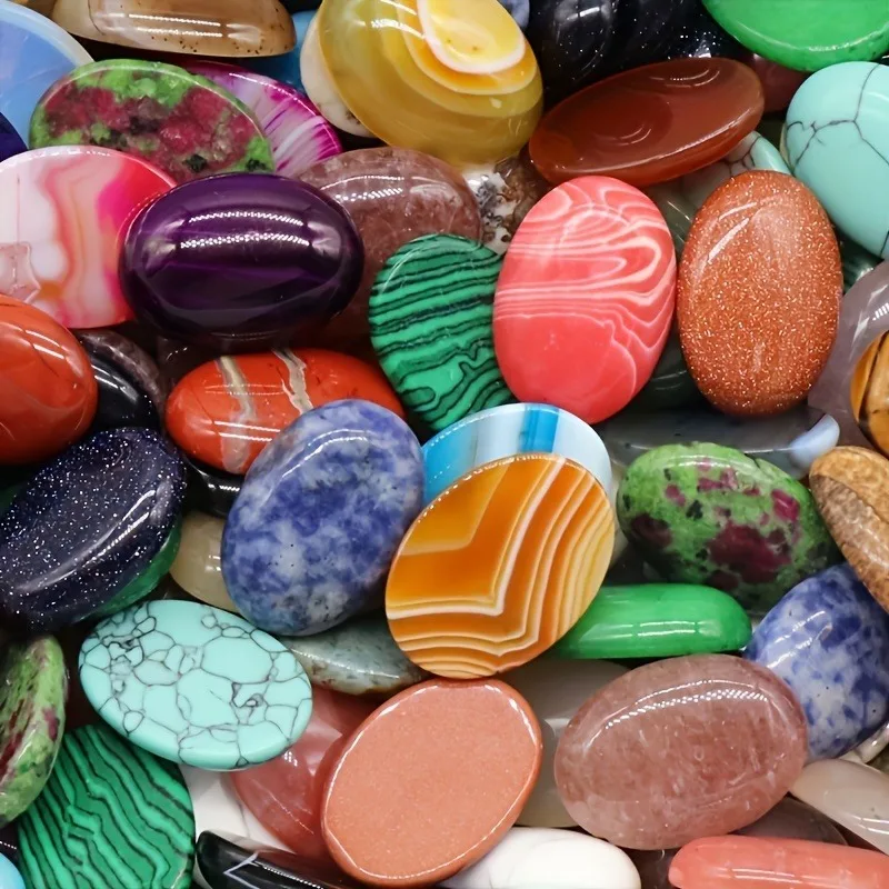 

31 шт. овальные драгоценные камни разных цветов натуральный кристалл DIY принадлежности для изготовления ювелирных изделий кабошоны для кольца кулон ремесло домашний декор