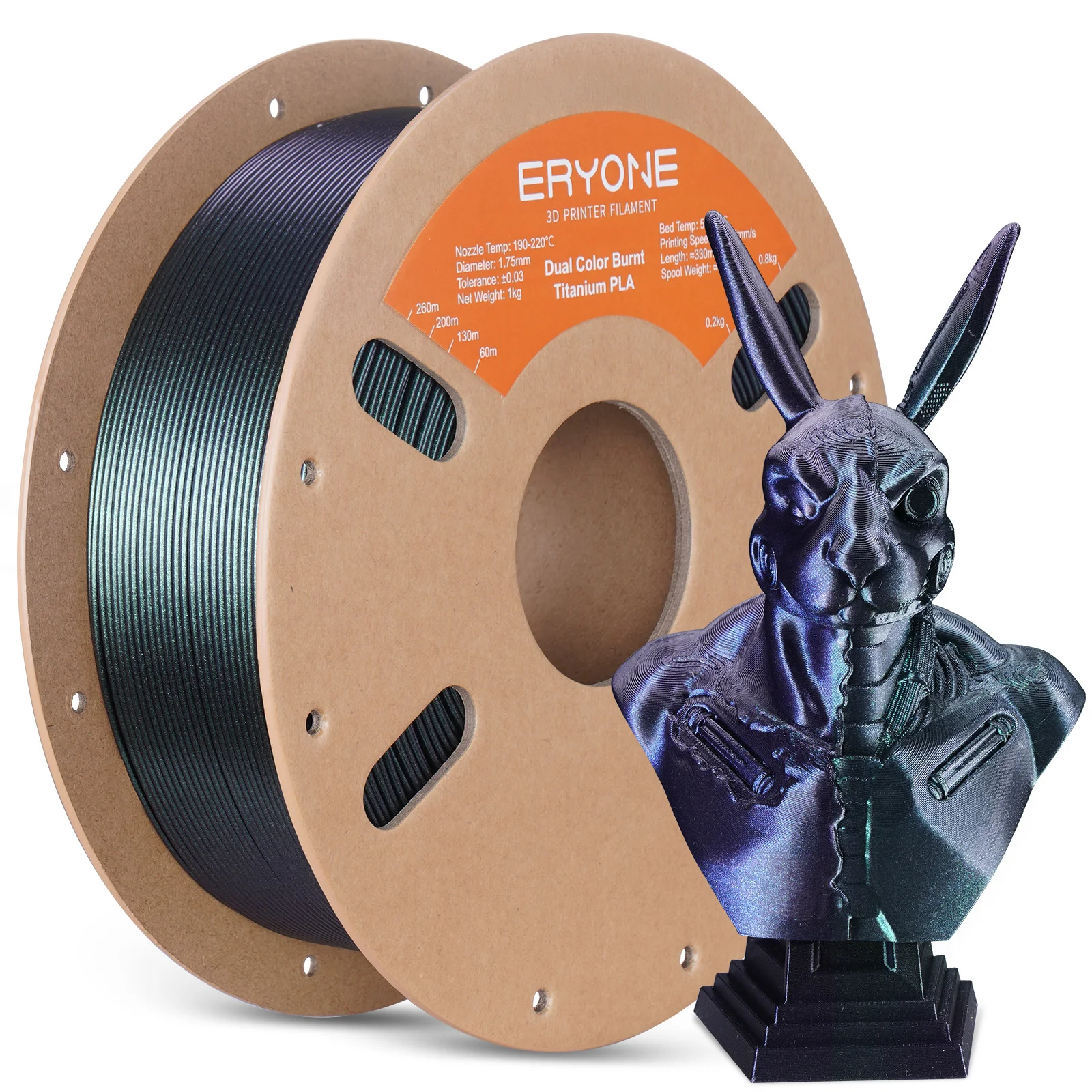 ERYONE Dual Color Burnt Titanium PLA (8 colors).