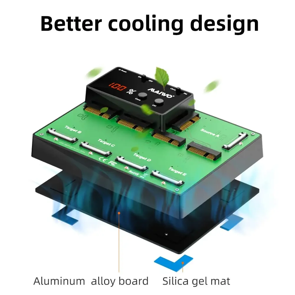 Imagem -02 - Maiwo-estação de Docking Display Digital Bay Dock Duplicador Msata Ssd Usb 3.0 para Msata Ssd Cloner Desligado 1:4 Cloner