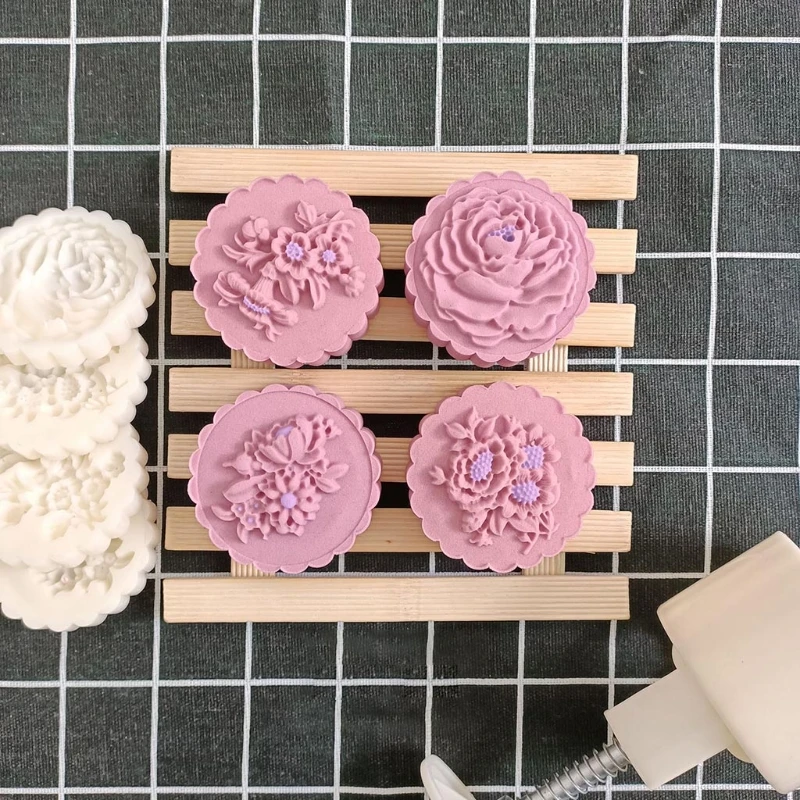 Kunststoff Mooncake Mold 100g Blume Stempel Keks Cookie Cutter Form DIY Fondant X5QB