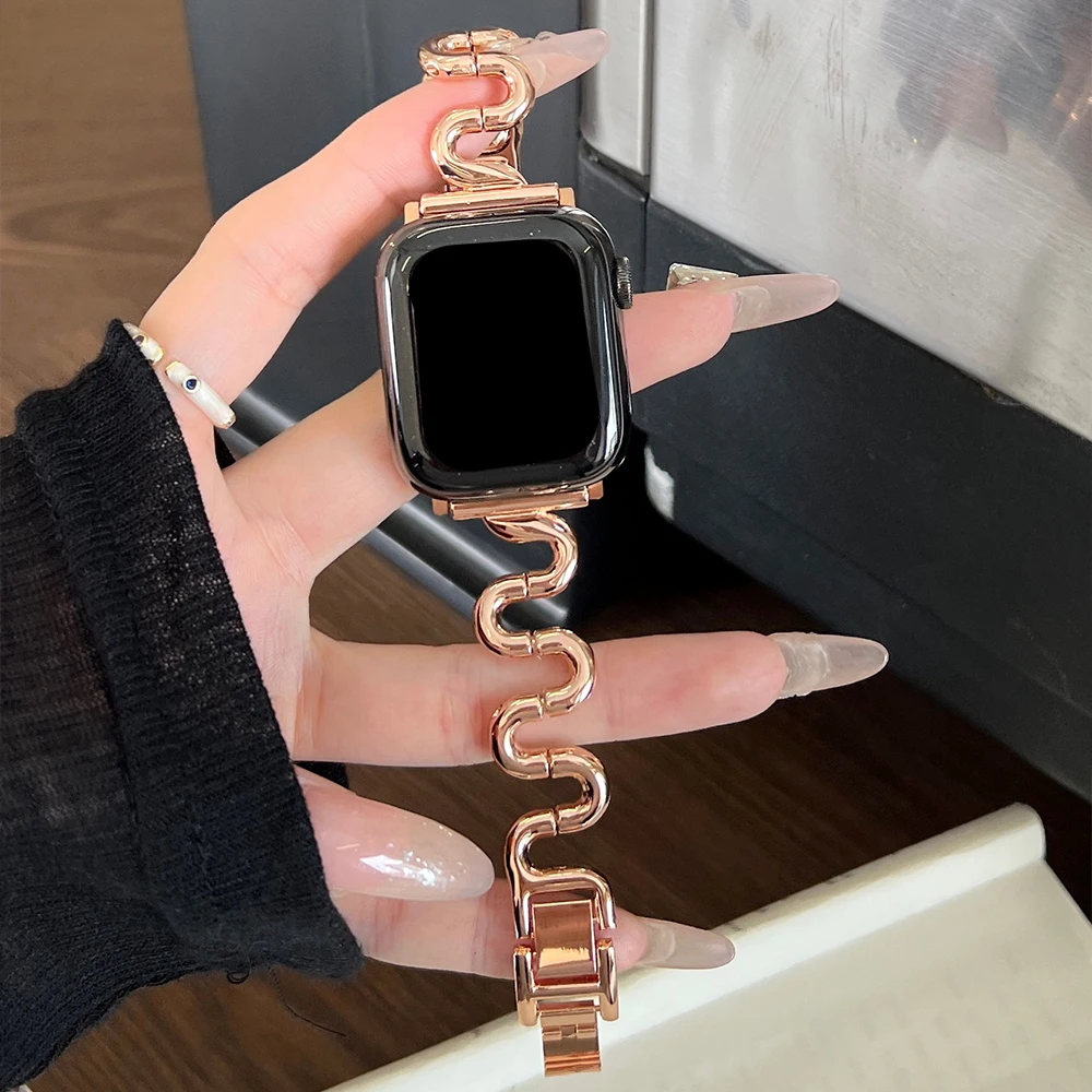 

WOMEN Luxury Metal Strap for Apple Watch 45mm 40mm 44mm 41 49 42 38 Stainless Steel Bracelet IWatch Ultra Series 9 8 SE 7 6 5 4