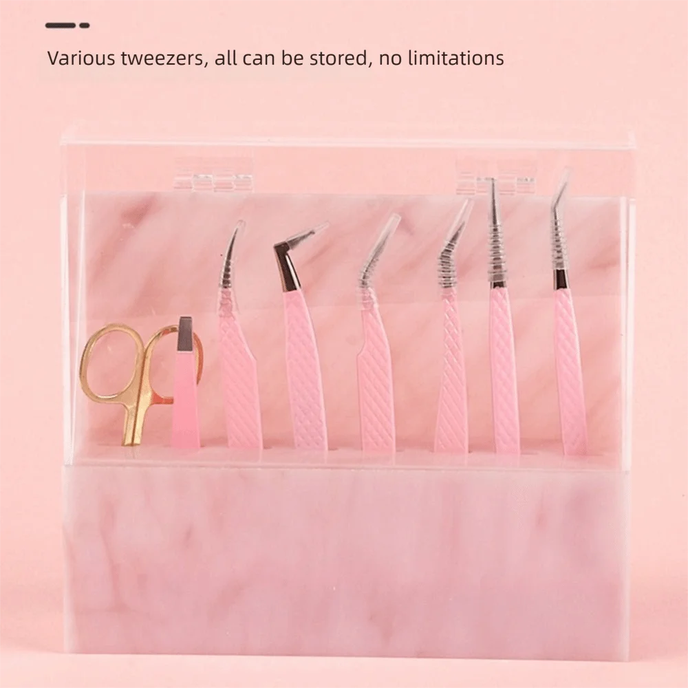 8 Holes Tweezers Storage Box Large Capacity Dustproof Acrylic Tweezers Display Stand Space Saving Thicken Tweezer Holder