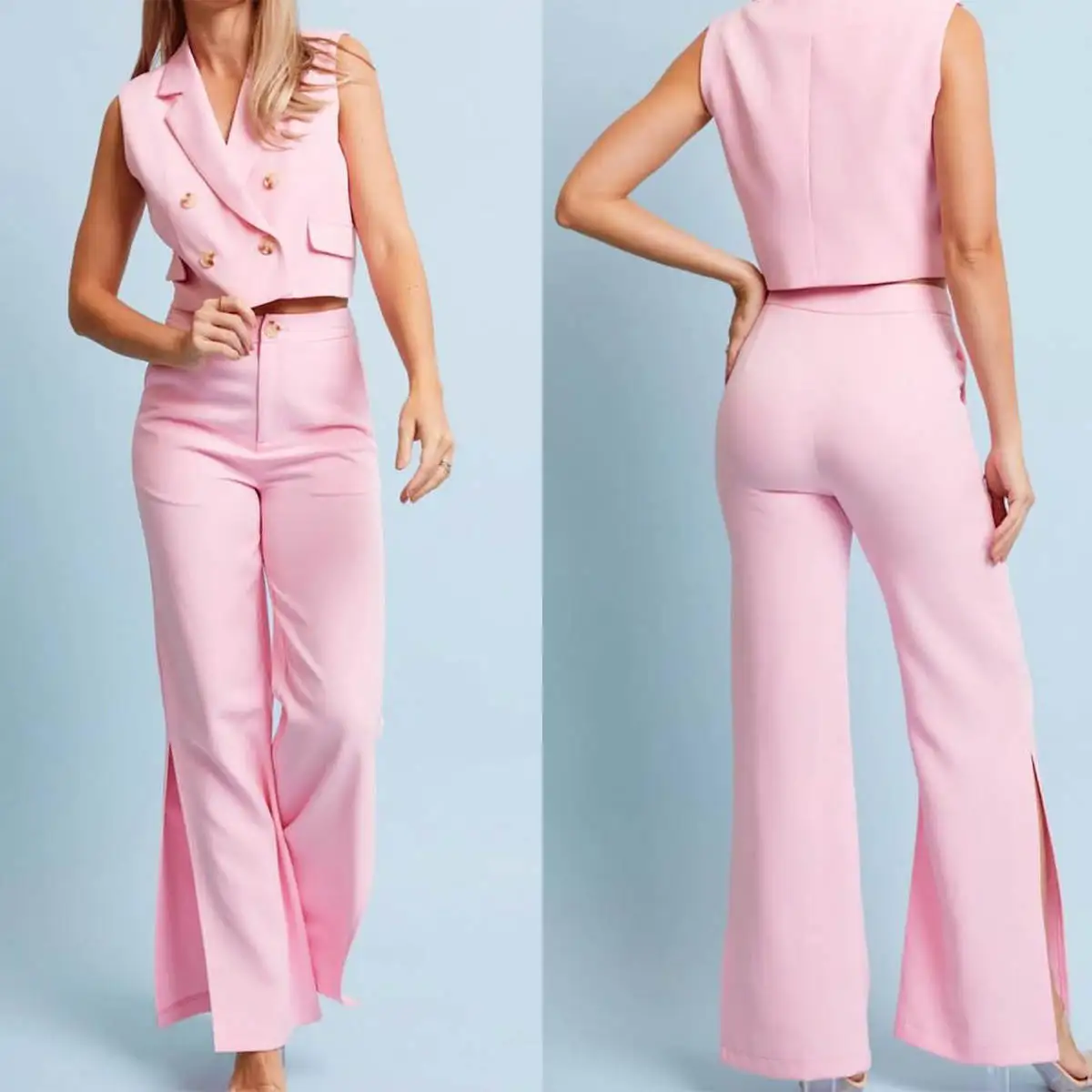 Celebrity Summer Women Pants Suits Pink Short Jacket Evening Party Wear For Wedding 2 Pieces