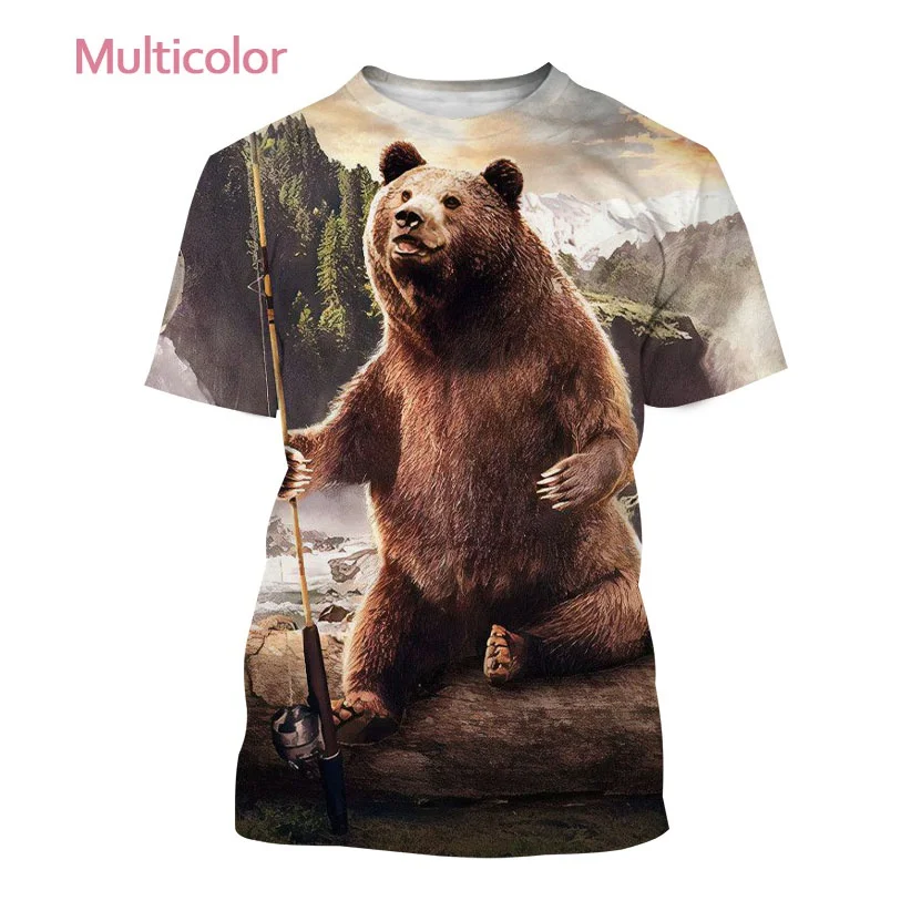 Bears 3D T Shirt Fashion Individuality Casual Cute Animals Forest The Bears Harajuku Style Cool Round Neck Unisex Funny T-shirt