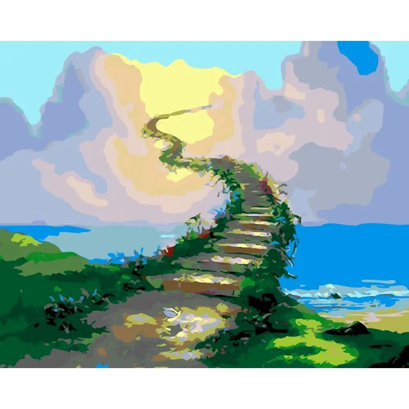 

RUOPOTY 40x50cm Painting By Numbers Clouds Road Drawing On Canvas Pictures By Numbers Scenery Painting Number Wall Art