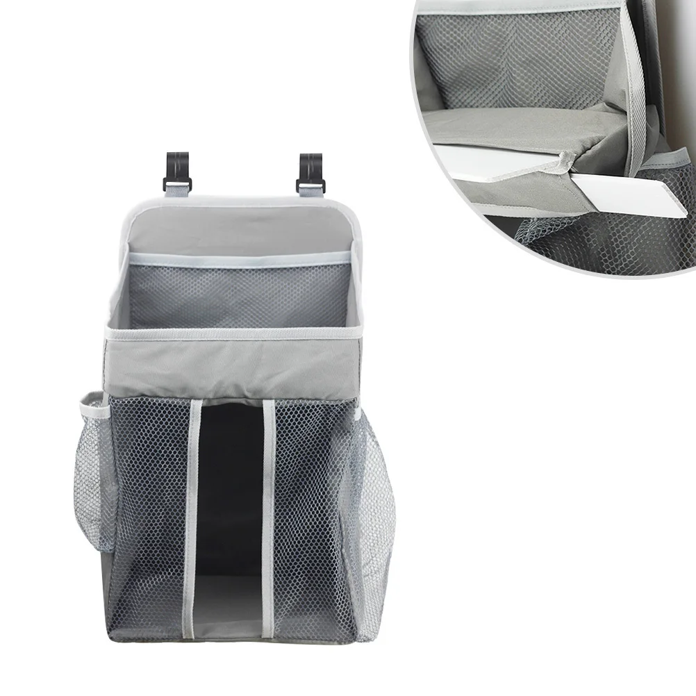 حقيبة تنظيم لسرير الأطفال المعلقة، مادة قابلة للتنفس شديدة التحمل، 5 كجم، تخزين الحفاضات الرمادية بجانب السرير، عربة الأطفال #2