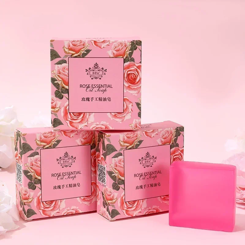 1 Box Rose Essential Oil Soap Treatment Handmade Face Moisturizing Gently Anti Rebelles Smooth Butter Bath Skin Care Tools