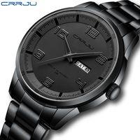 CRRJU Business Men Luxury Watches Stainless Steel Quartz Auto Date Clock with Luminous Hands Relogio Masculino