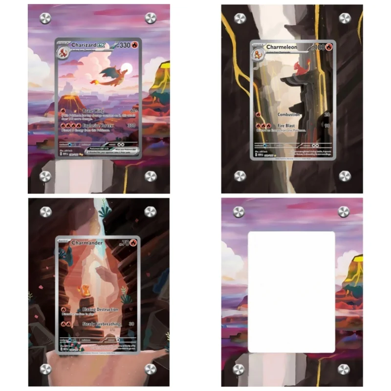 Pokemon Charizard tarjeta ladrillo Charmander Charmeleon Ptcg Diy figuras de juguete de acción acrílicas Anime juego colección estante de exhibición regalos