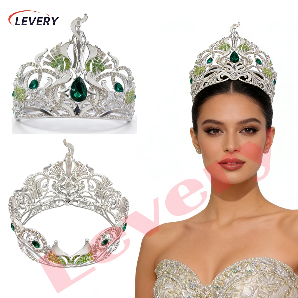 

Большая корона для конкурсов красоты, корона королевы, свадебная диадема для невесты, праздничная тиара для женщин, огромное украшение для волос с кристаллами