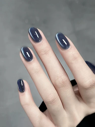 Imagen 2 del producto 1-21 Uds ZH Popular tinta azul ojo de gato Gel esmalte de uñas Primavera Verano moda Color Flash cuentas de vidrio ojo de gato salón de uñas