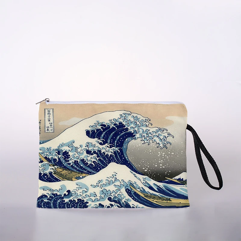 

Kanagawa Surf Printed Women's Cosmetic Bag Cute Leisure Travel Portable Storage Handbag Cosmetic Bag Toiletry Bag