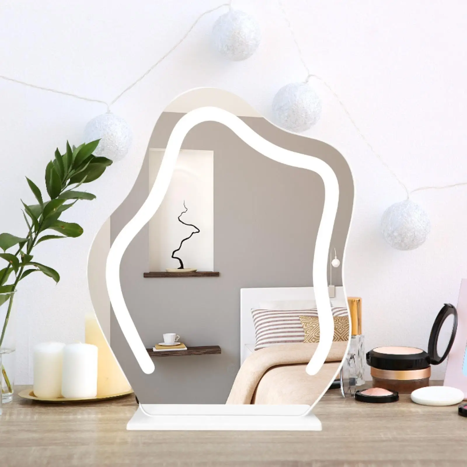 مرآة مكياج ذات 3 أوضاع ألوان لطاولة الزينة وغرفة النوم والفندق